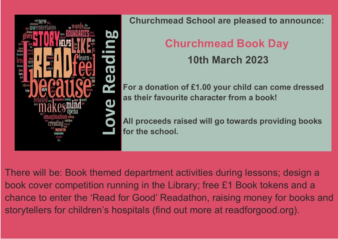Image of CHURCHMEAD BOOK DAY, FRIDAY, MARCH 10TH 